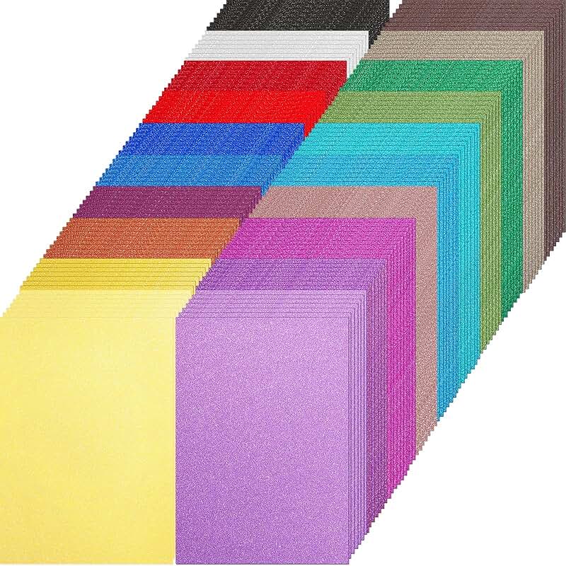 160 Sheets Glitter Cardstock in 20 Colors, 8.5 x 11 Inch