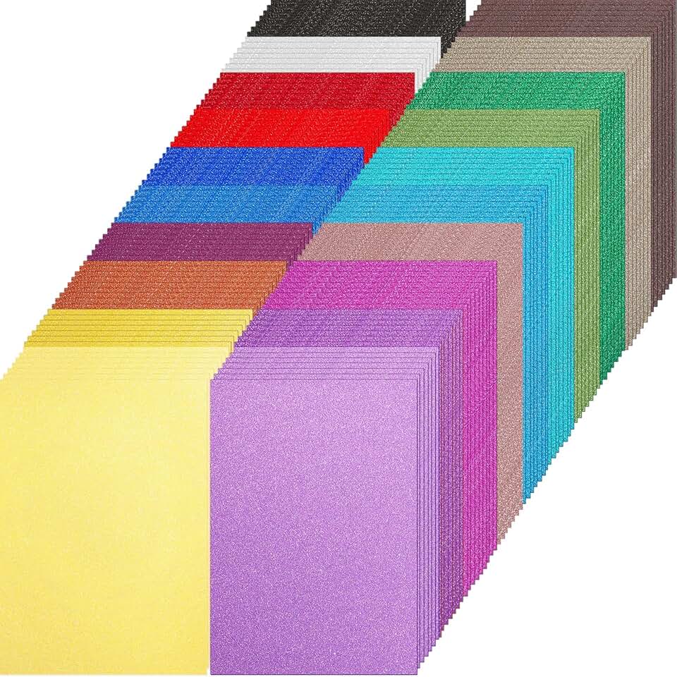 160 Sheets Glitter Cardstock in 20 Colors, 8.5 x 11 Inch