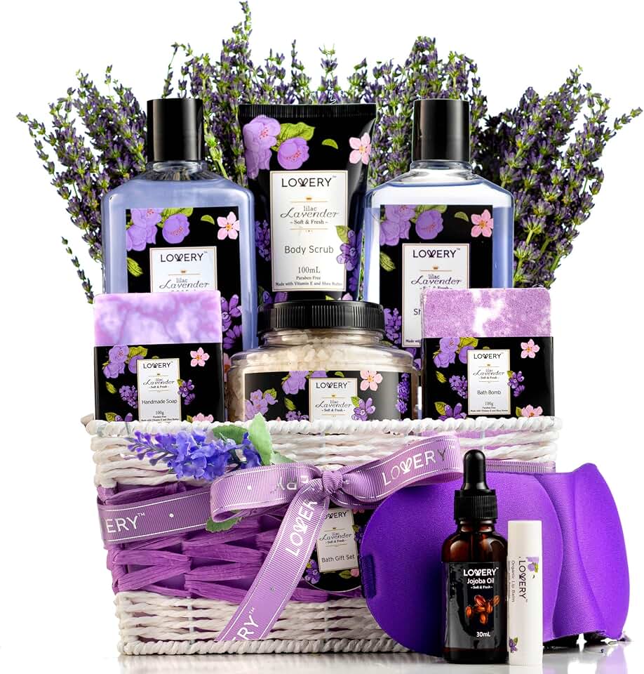 Lavender and Lilac Spa Gift Basket for Relaxation
