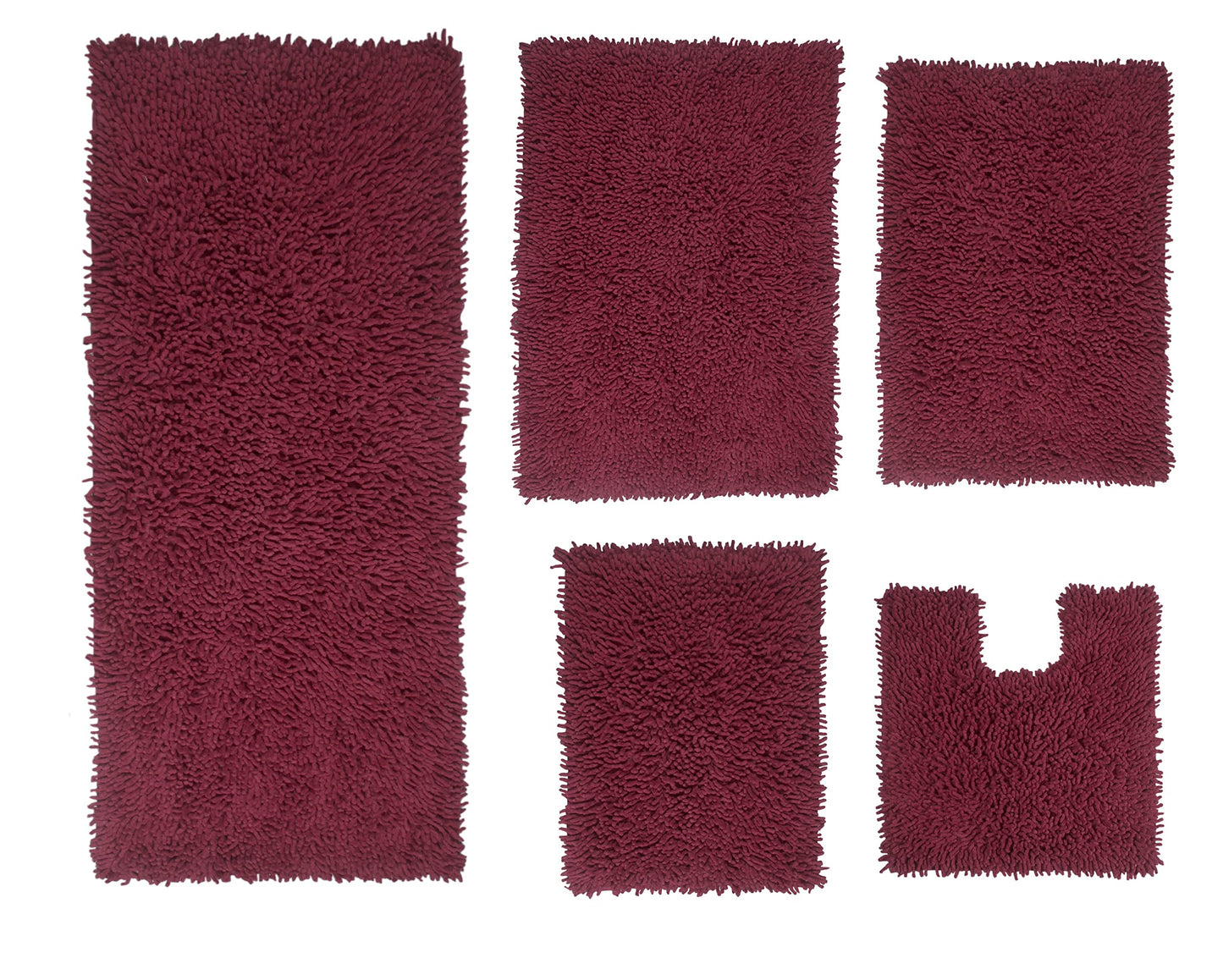 Fantasia Bath Absorbent Cotton, Soft Rug, Machine wash Dry, 17"x24"/21"x34"/24"x40"/21"x54"/20"x20", Red