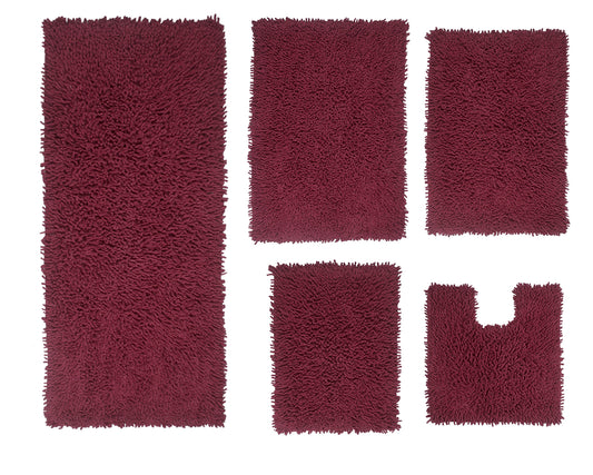 Fantasia Bath Absorbent Cotton, Soft Rug, Machine wash Dry, 17"x24"/21"x34"/24"x40"/21"x54"/20"x20", Red