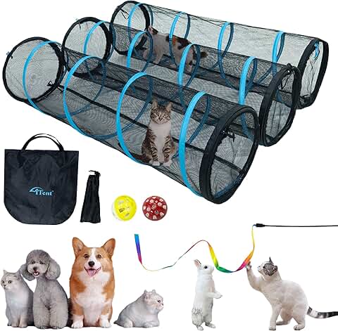 3-Pack Cat Play Tunnels for Indoor and Outdoor Use