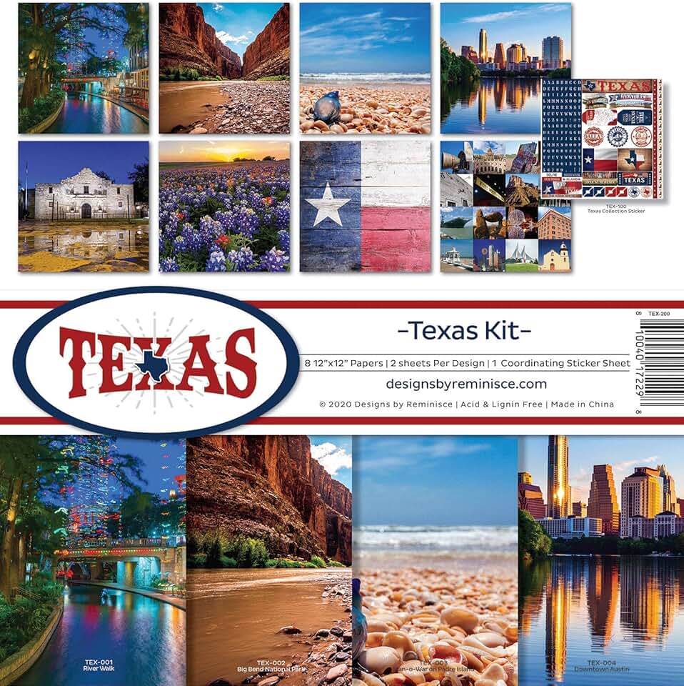 Texas Scrapbook Collection Kit, Multi Color, 12x12 inches