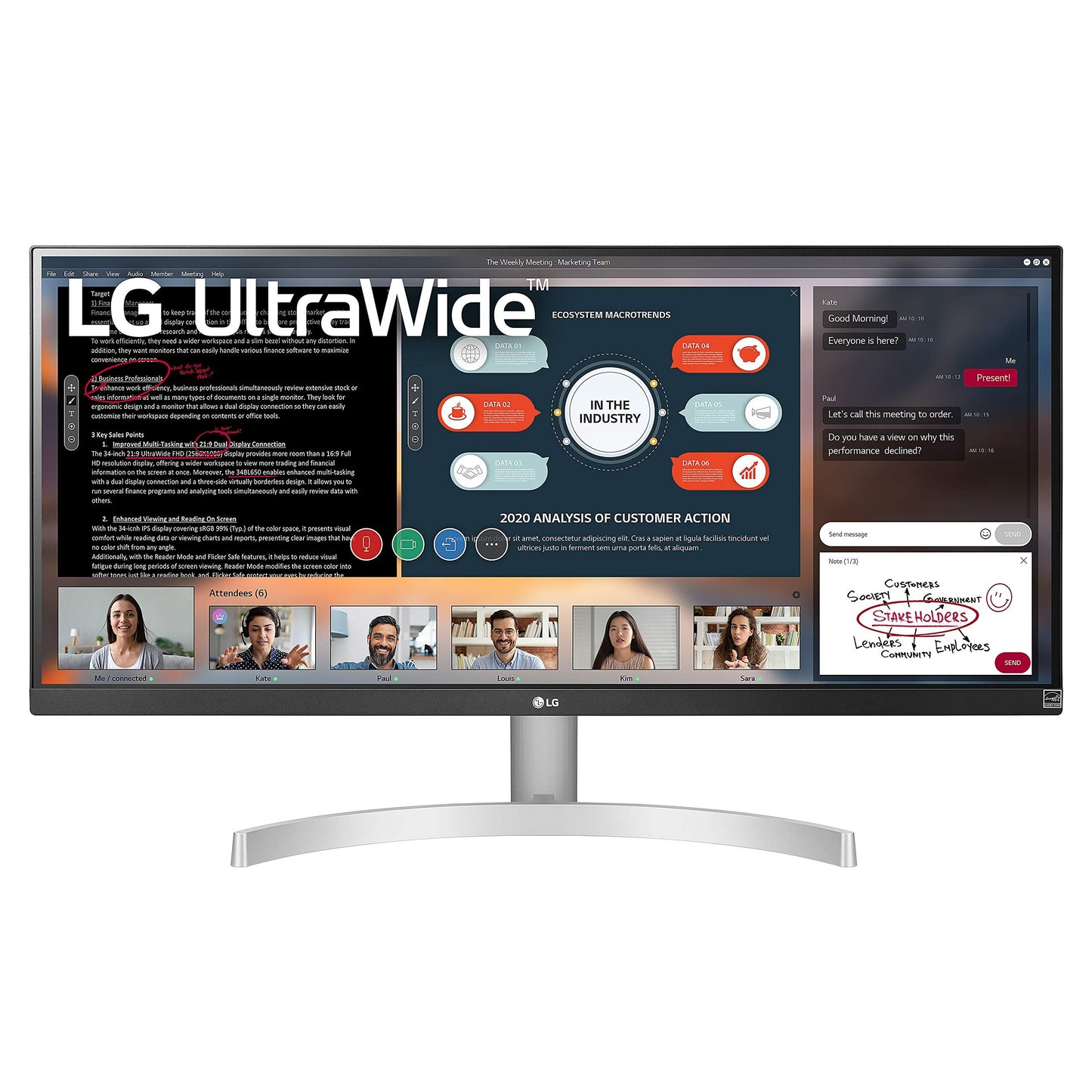 29WN600-W 29" 21:9 UltraWide WFHD IPS HDR10 Monitor with FreeSync, Silver