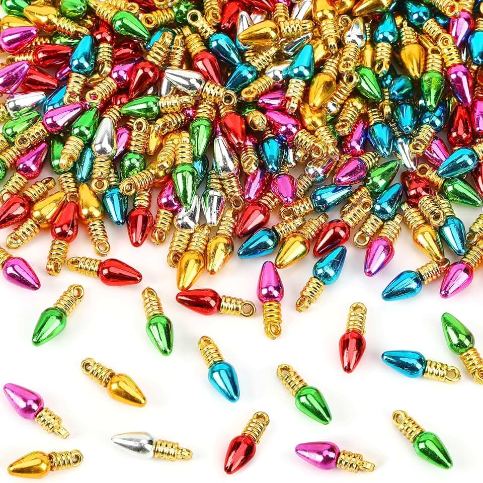 600 Mini Christmas Bulb Beads for Ornaments and Jewelry