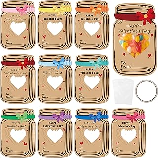 40 Valentine Gift Cards with Bows for Kids
