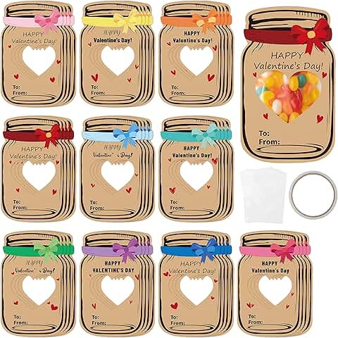 40 Valentine Gift Cards with Bows for Kids