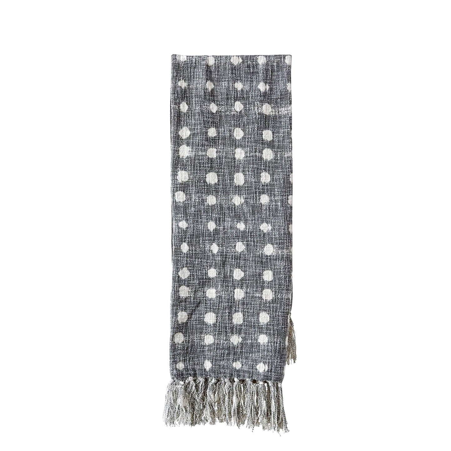 Charcoal Throw with White Polka Dots  Tels