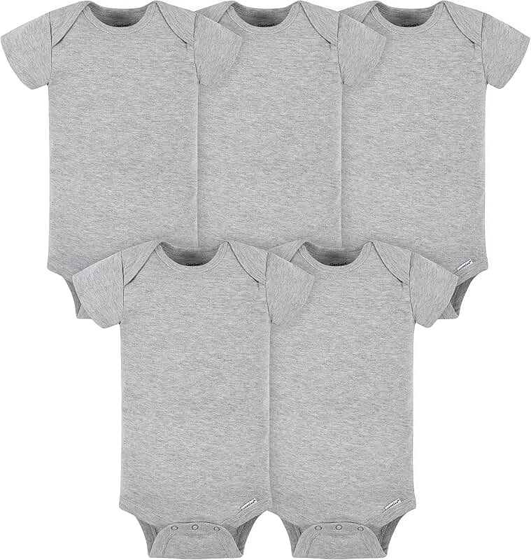 Set of five baby girl solid bodysuits