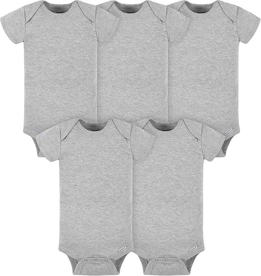 Set of five baby girl solid bodysuits