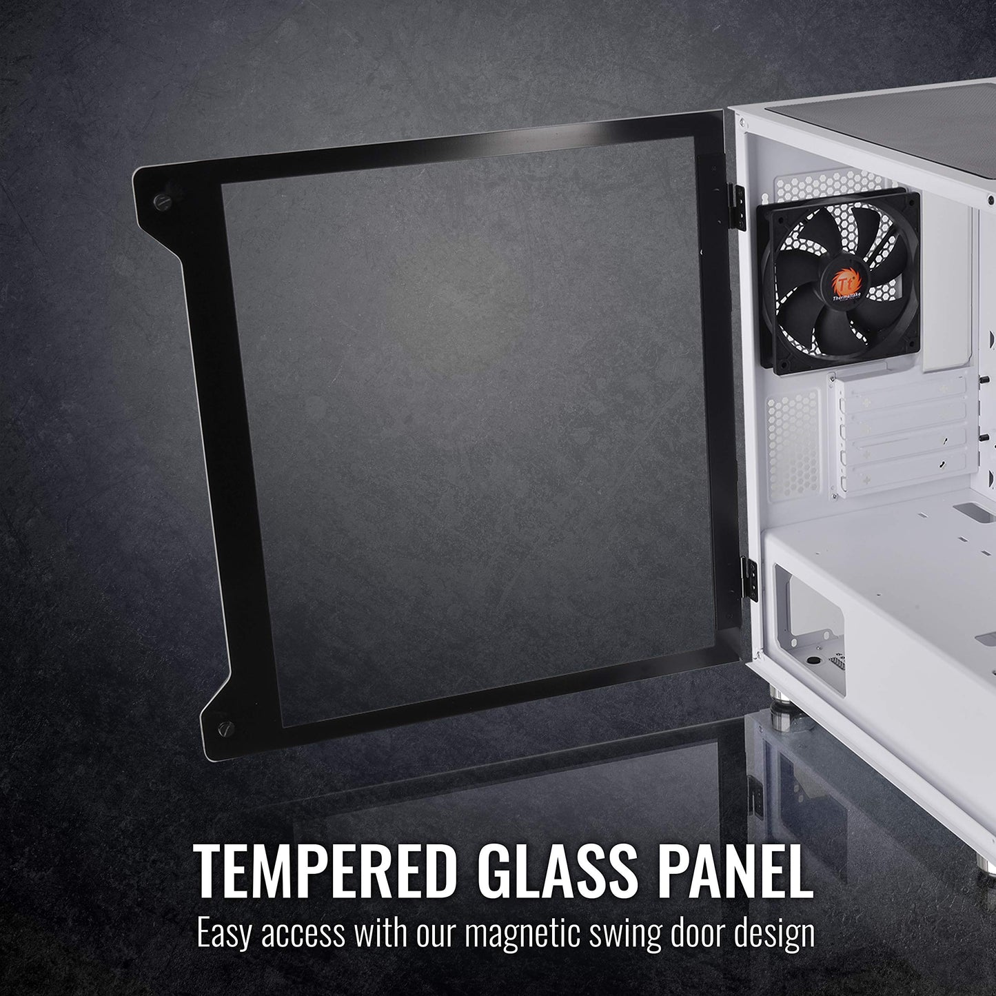 S100 Tempered Glass Snow Edition Micro-ATX mini-Tower Computer Case with 120mm Rear Fan Pre-Installed CA-1Q9-00S6WN-00, White