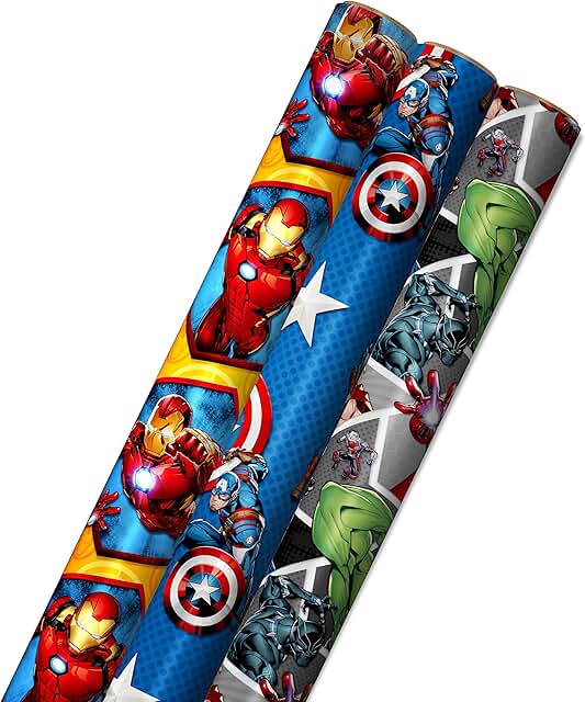Avengers-themed wrapping paper, 3-pack, 60 sq ft