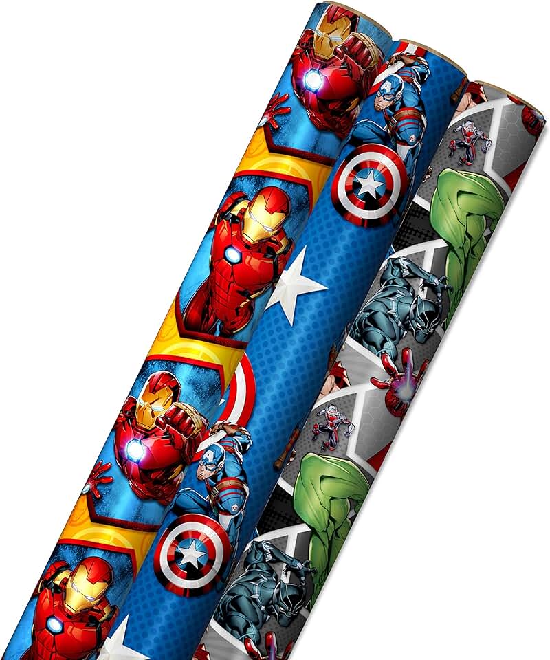 Avengers-themed wrapping paper, 3-pack, 60 sq ft
