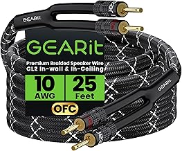 10 AWG Speaker Cable with Banana Plugs, 25 Feet