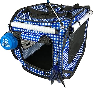 Medium Collapsible Cat Cage with Toy and Bowls