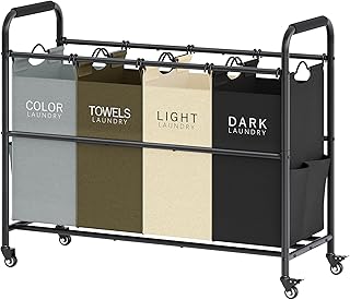 Four-Section Laundry Sorter with Lockable Wheels