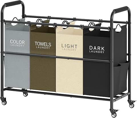 Four-Section Laundry Sorter with Lockable Wheels