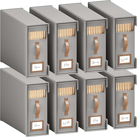 Set of 8 foldable bed sheet organizers with leather handles