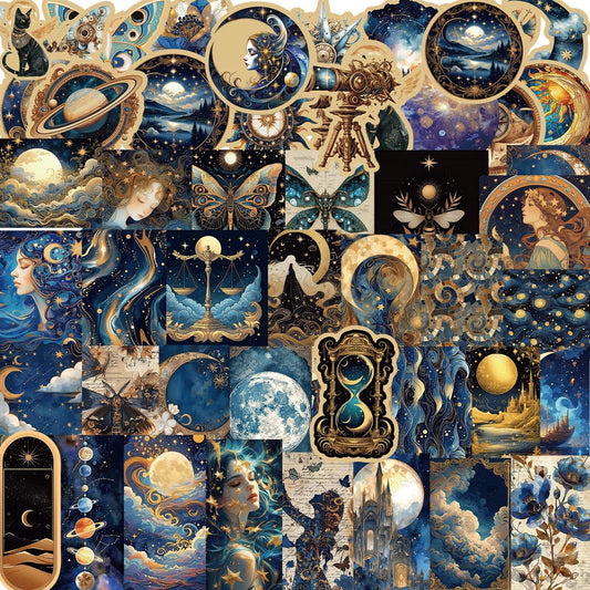 Set of 100 vintage astronomy stickers for laptops and journals