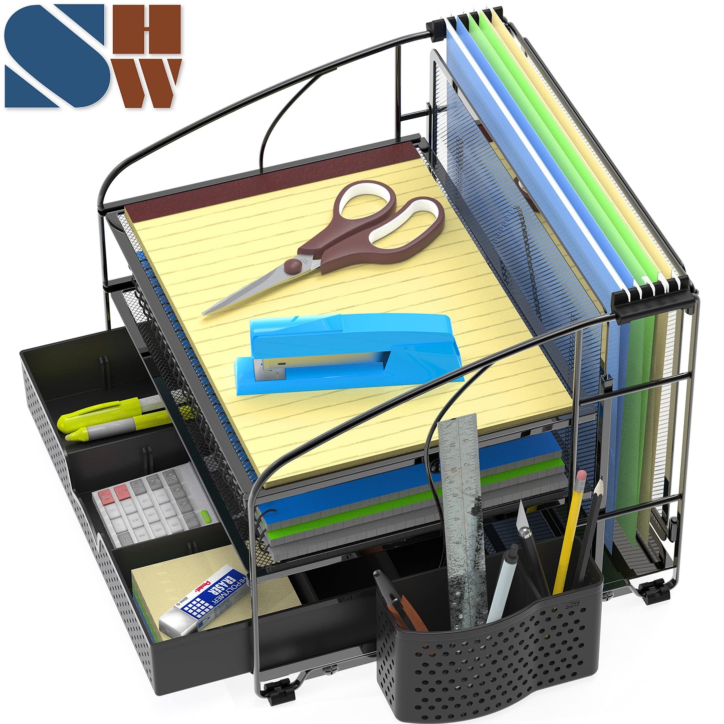 3-Tier Desk Organizer with Drawer and Pen Holder