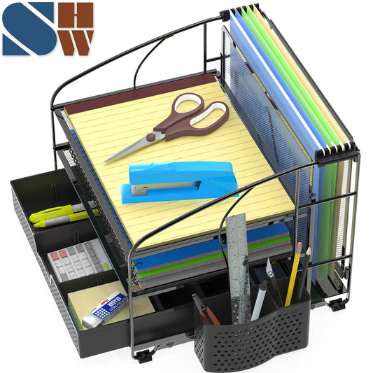 3-Tier Desk Organizer with Drawer and Pen Holder