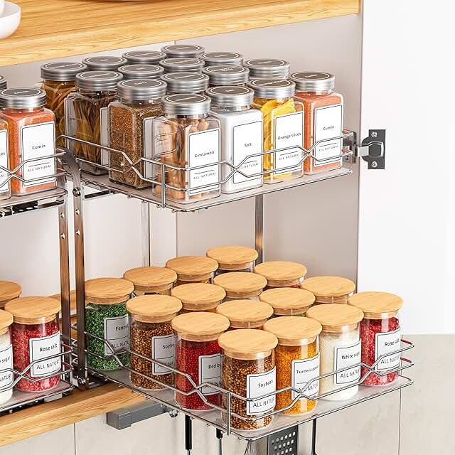 Two-Tier Pull-Out Spice Rack for Cabinets