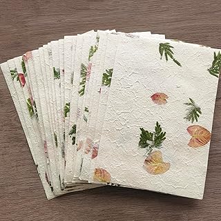 Handmade Botanical Craft Paper, 15 Sheets, 8.27x11.7 Inch