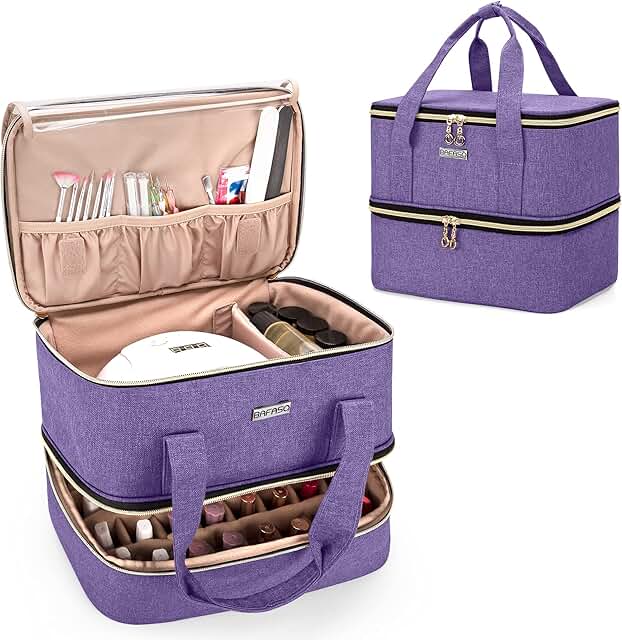 Purple Nail Polish and Lamp Organizer Bag