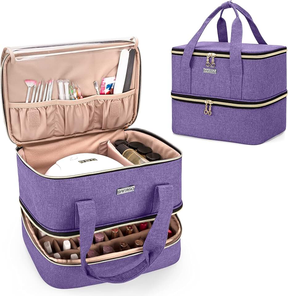 Purple Nail Polish and Lamp Organizer Bag