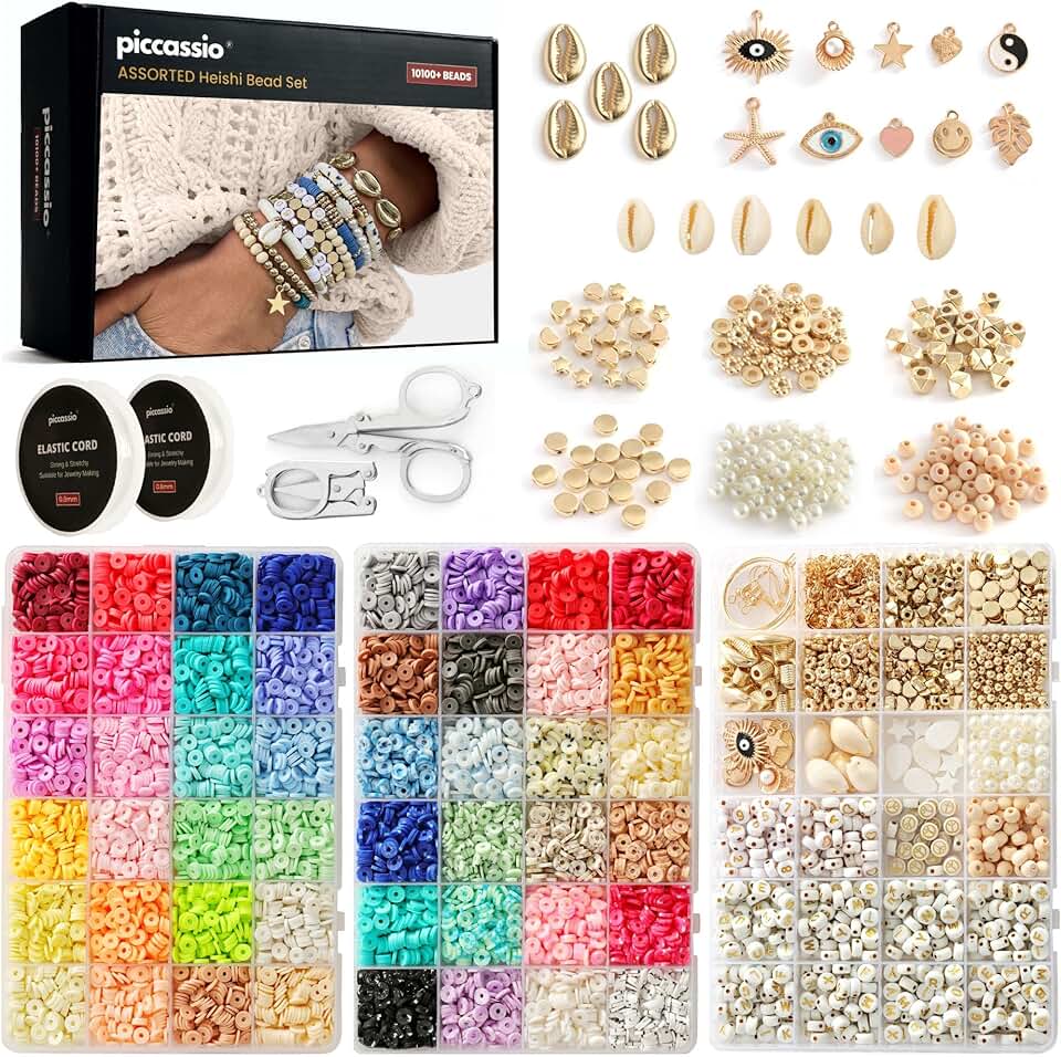Clay Beads Bracelet Making Kit with 10,500+ Beads and Accessories