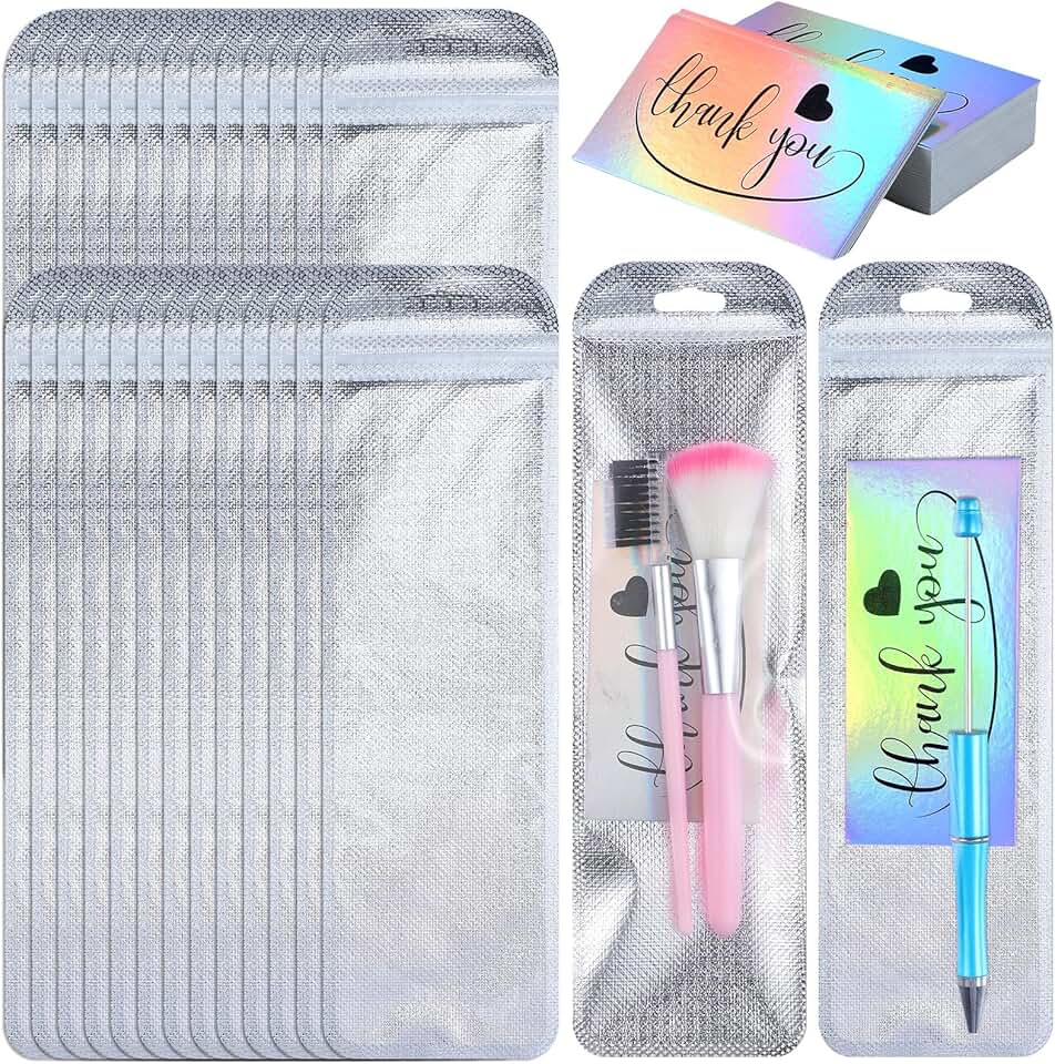 200 Pcs Resealable Pouch Bags with Thank You Cards