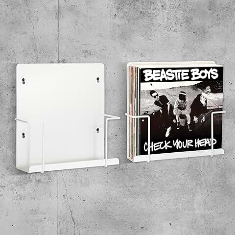 Set of Two Matte White Vinyl Record Holders
