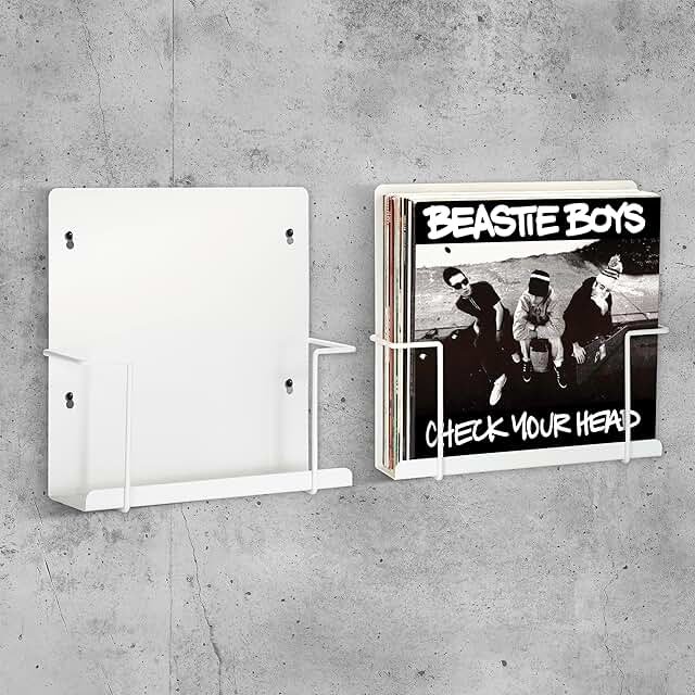 Set of Two Matte White Vinyl Record Holders