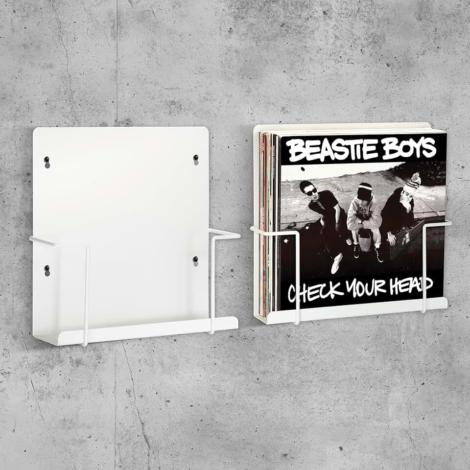 Set of Two Matte White Vinyl Record Holders
