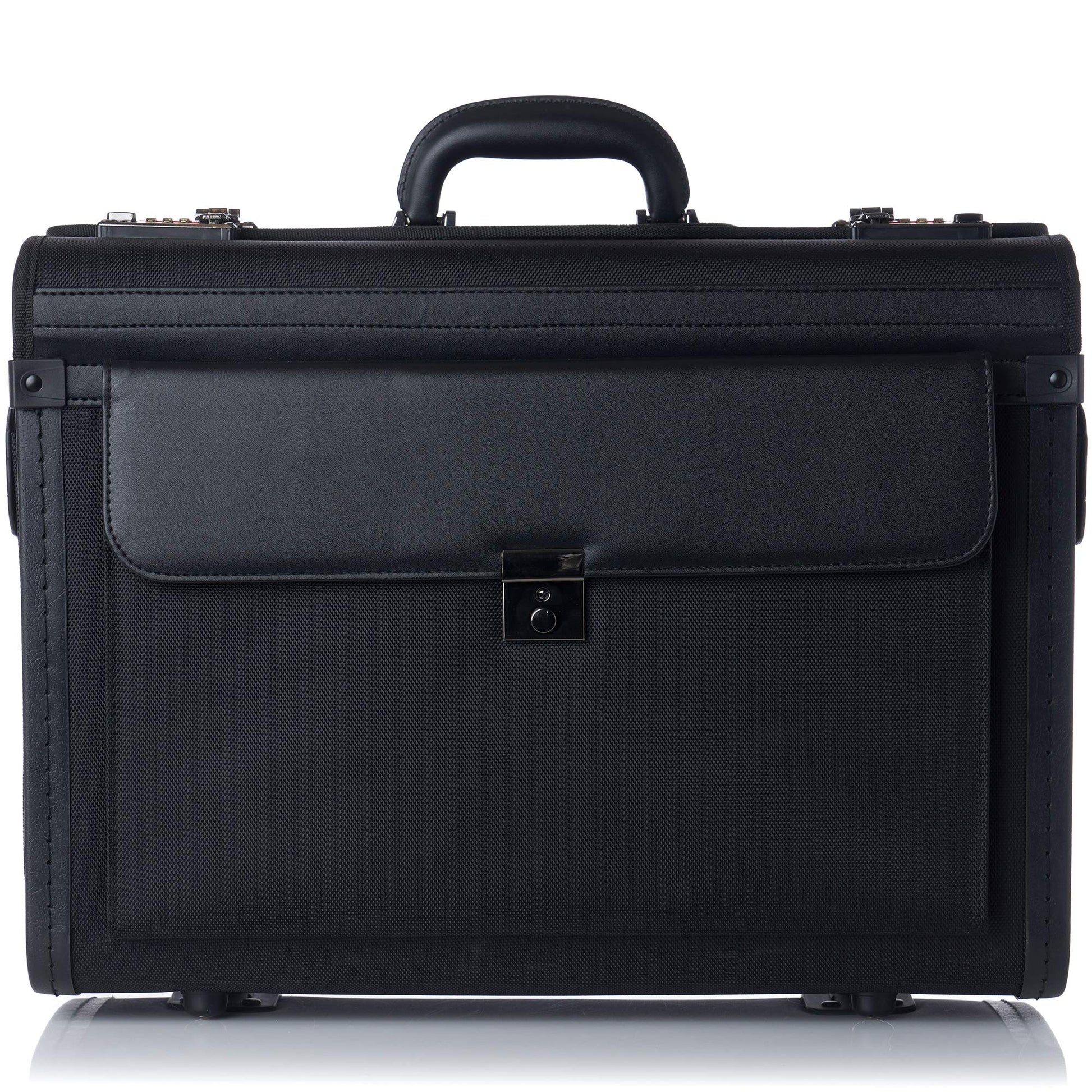 Rolling 17" Laptop Briefcase on Wheels Attache Lawyers Case Legal Size Black