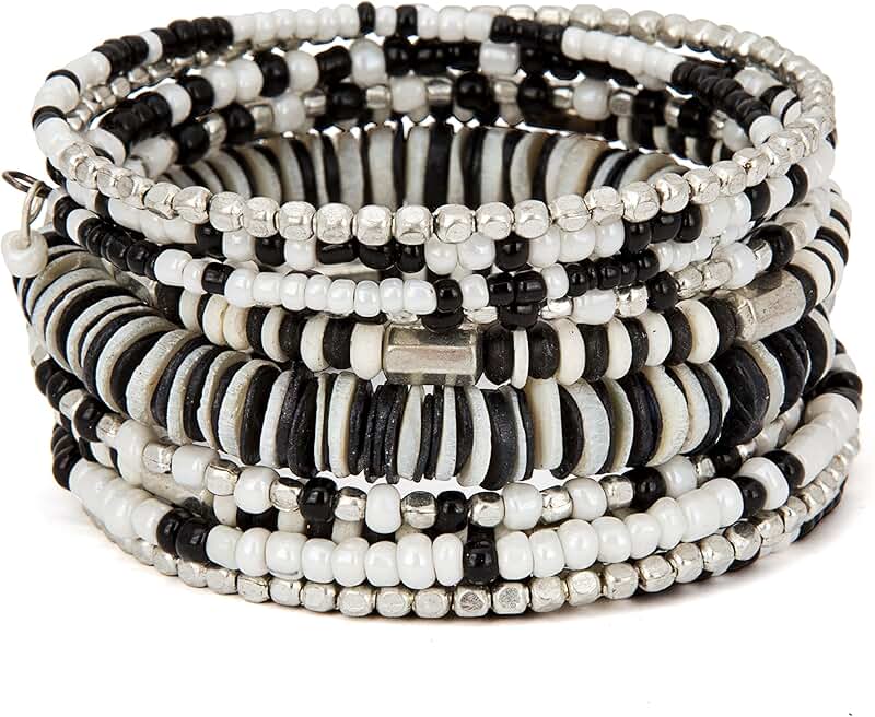 Handmade Multi-Color Beaded Boho Coil Bracelet
