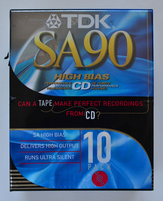 SA90 high bias audio cassette tapes, pack of 10