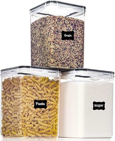 Large Airtight Food Storage Containers, 3 Pack