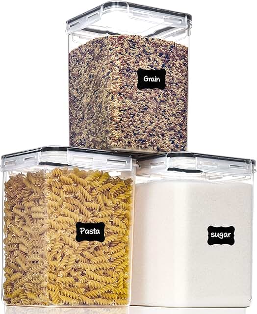 Large Airtight Food Storage Containers, 3 Pack