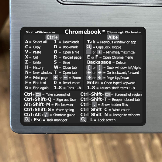 Chrome OS Keyboard Shortcut Sticker, Black, 3x2.4 inches