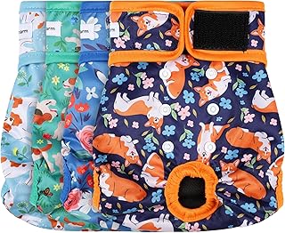 4 Reusable Female Dog Diapers, Absorbent, XX-Large