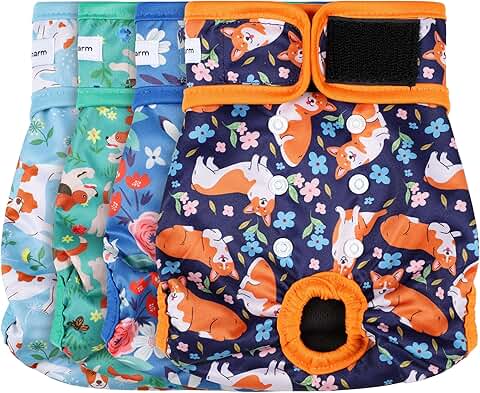 4 Reusable Female Dog Diapers, Absorbent, XX-Large