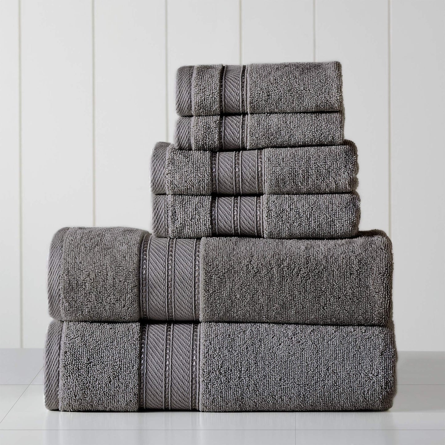 Spun Loft 6-Piece 100% Combed Cotton Towel Set  Bath Towels, Hand Towels,  Washcloths  Super Absorbent  Quick Dry  600 GSM  Soft  Plush, Charcoal