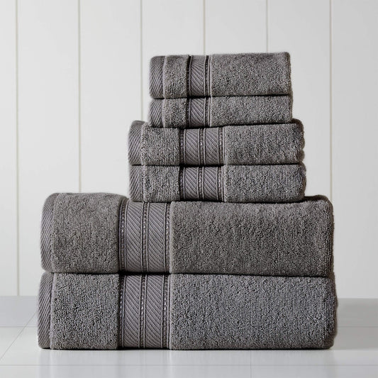 Spun Loft 6-Piece 100% Combed Cotton Towel Set  Bath Towels, Hand Towels,  Washcloths  Super Absorbent  Quick Dry  600 GSM  Soft  Plush, Charcoal