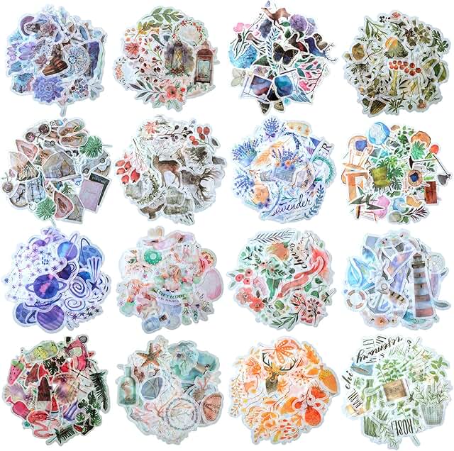 640 Watercolor Theme Stickers for Scrapbooks and Planners