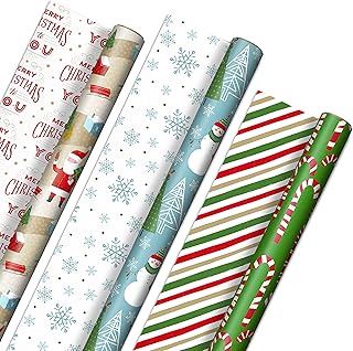 Reversible Christmas Wrapping Paper, 3 Rolls