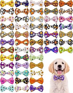 50 Halloween Dog Bow Ties for Small and Medium Pets