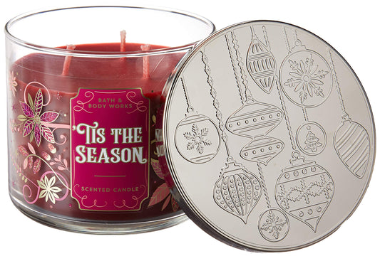 Tis the Season 3 Wick Candle 14.5 Ounce Notes: Rich Red Apple, Cinnamon, Cedarwood