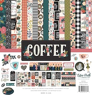 Coffee-themed 12x12-inch paper collection kit