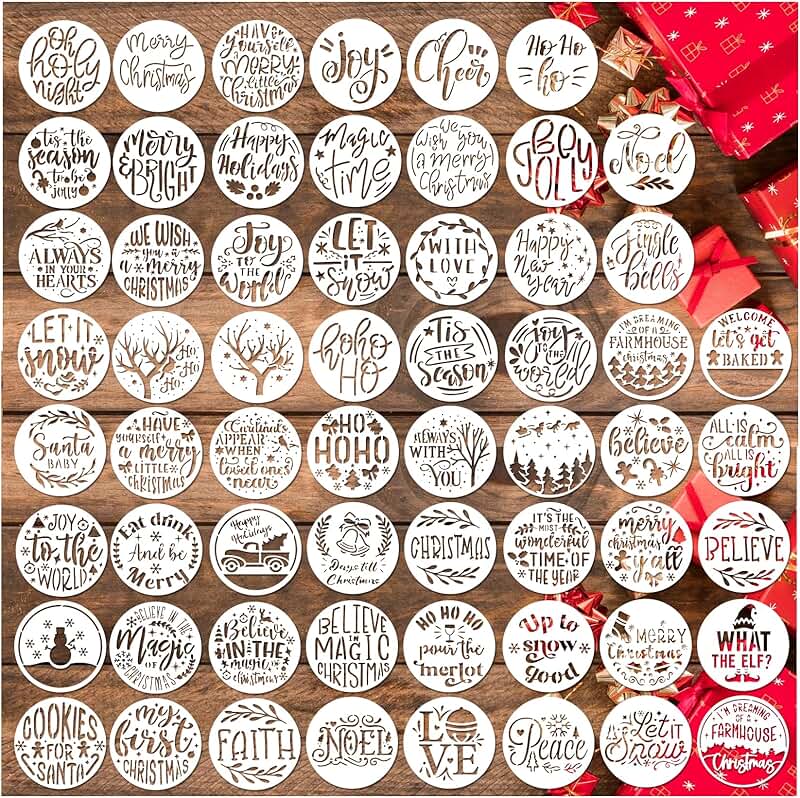 60 Christmas Stencils for Wood Painting and Crafts